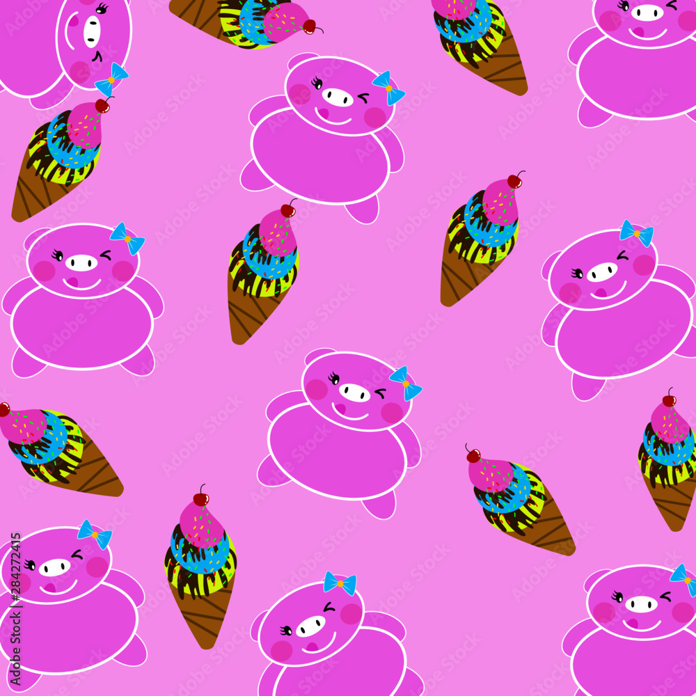 seamless pattern with funny pigs seamless pattern with funny pigs