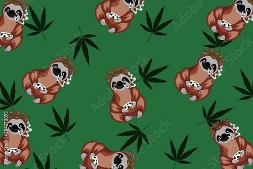 seamless pattern with sloths 