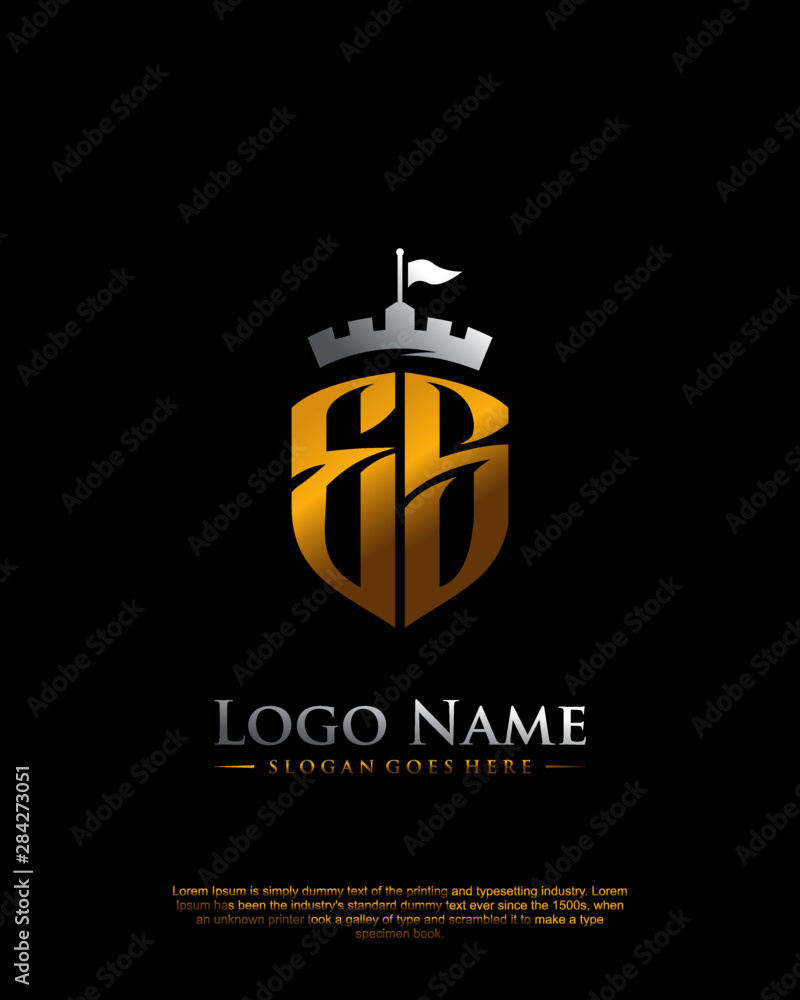 Initial ES letter with shield style logo template vector Stock Vector ...