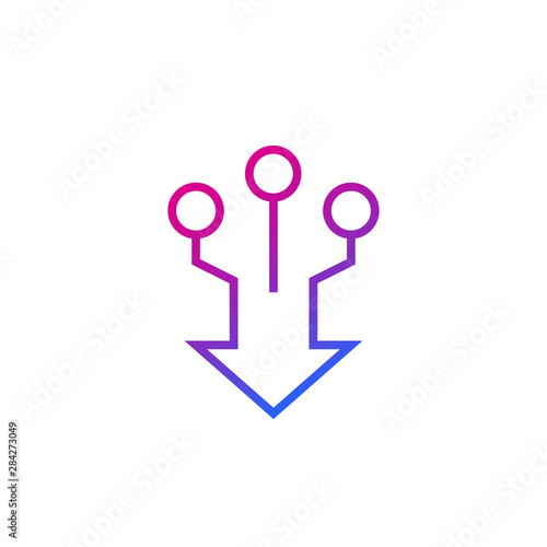 consolidation, merge line vector icon