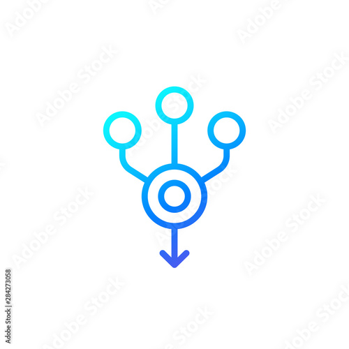 consolidate or merge line icon on white
