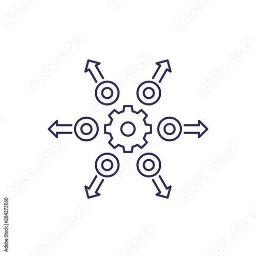 distribution line icon with gear