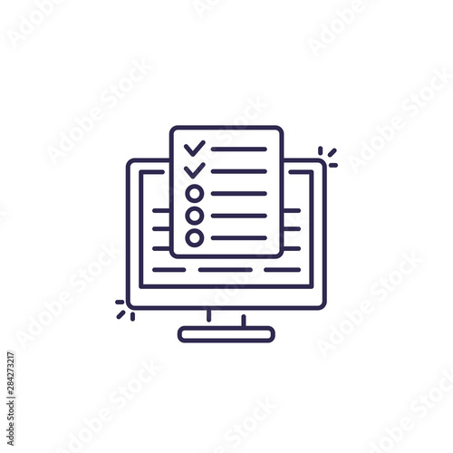 online survey, test vector line icon