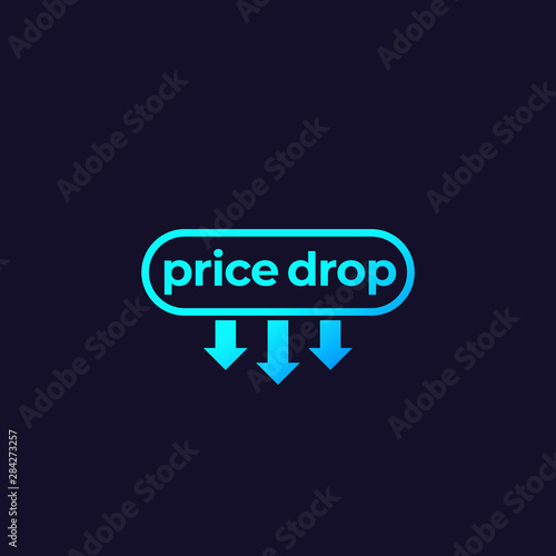 price drop, banner on dark