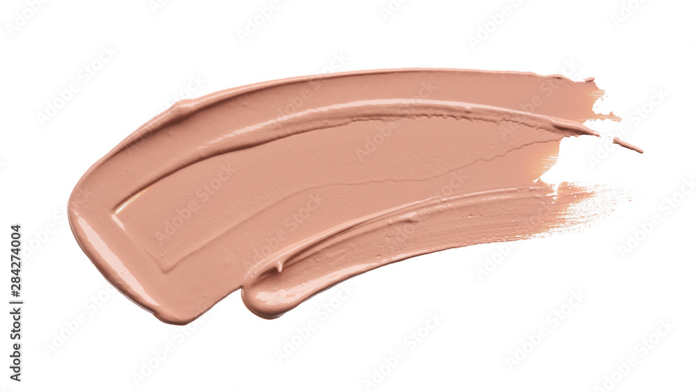 Gently beige strokes and texture of makeup foundation or acrylic paint isolated on white background Gently beige strokes and texture of makeup foundation or acrylic paint isolated on white background