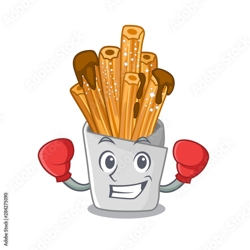 Boxing churros with in the cartoon shape