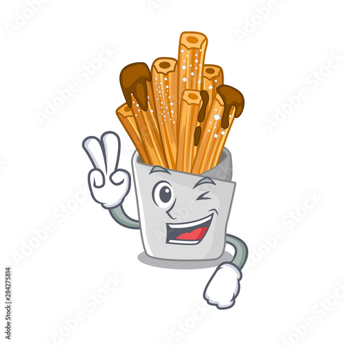Two finger churros isolated with in the cartoon
