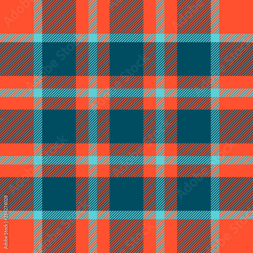Tartan seamless orange and blue pattern.Texture for plaid, tablecloths, clothes, shirts, dresses, paper, bedding, blankets, quilts and other textile products. Vector illustration EPS 10