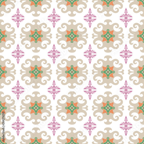 Vintage seamless colorful pattern in medieval style. Vector illustration.