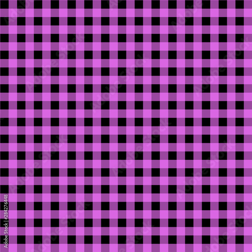 Gingham seamless violet and black pattern. Texture from squares for plaid, tablecloths, clothes, shirts, dresses, paper, bedding, blankets, quilts and other textile products. Vector illustration 