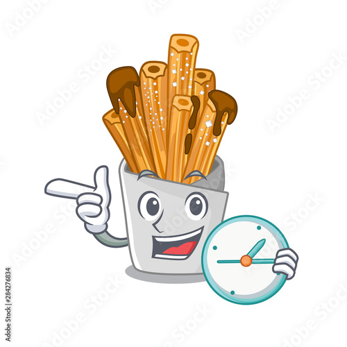 With clock churros isolated with in the cartoon
