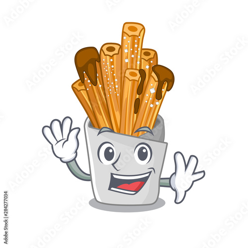 Waving churros isolated with in the cartoon