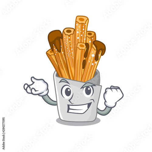 Successful churros isolated with in the cartoon
