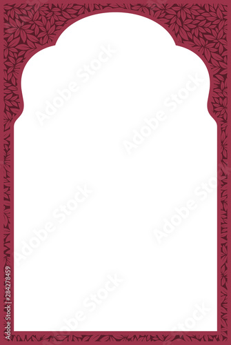 Indian frame with leaves texture on white background - Vector