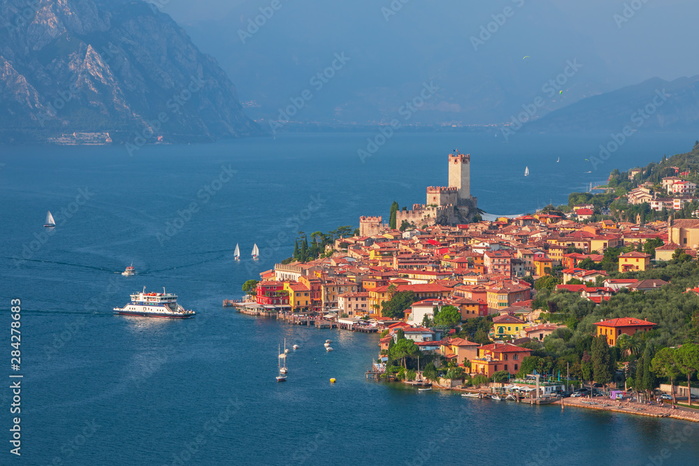 Malcesine and Lago di Garda lake view in Veneto region of Italy