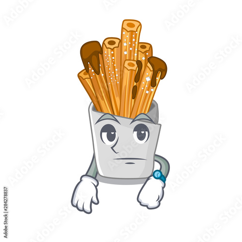 Waiting churros in the wooden character jar