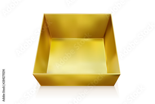 Gold package for snacks, food and chocolate. Open box
