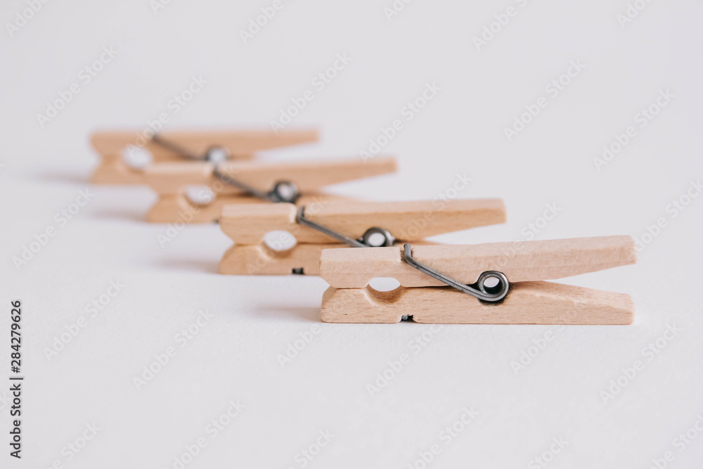 Set of clothespins isolated on white background Set of clothespins isolated on white background