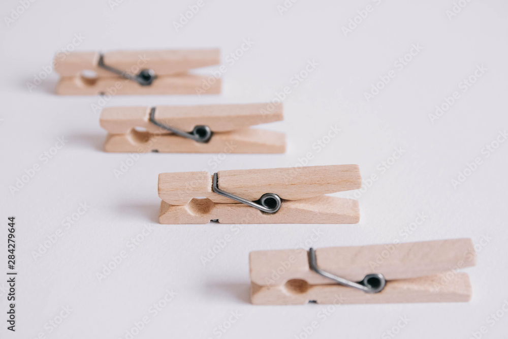 Set of clothespins isolated on white background Set of clothespins isolated on white background