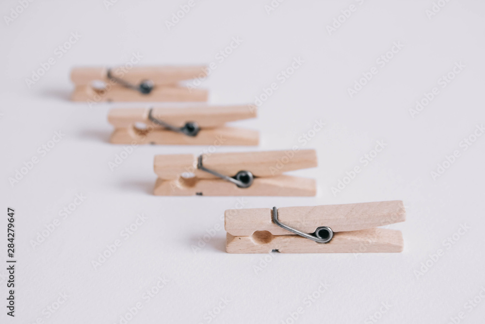 Set of clothespins isolated on white background Set of clothespins isolated on white background