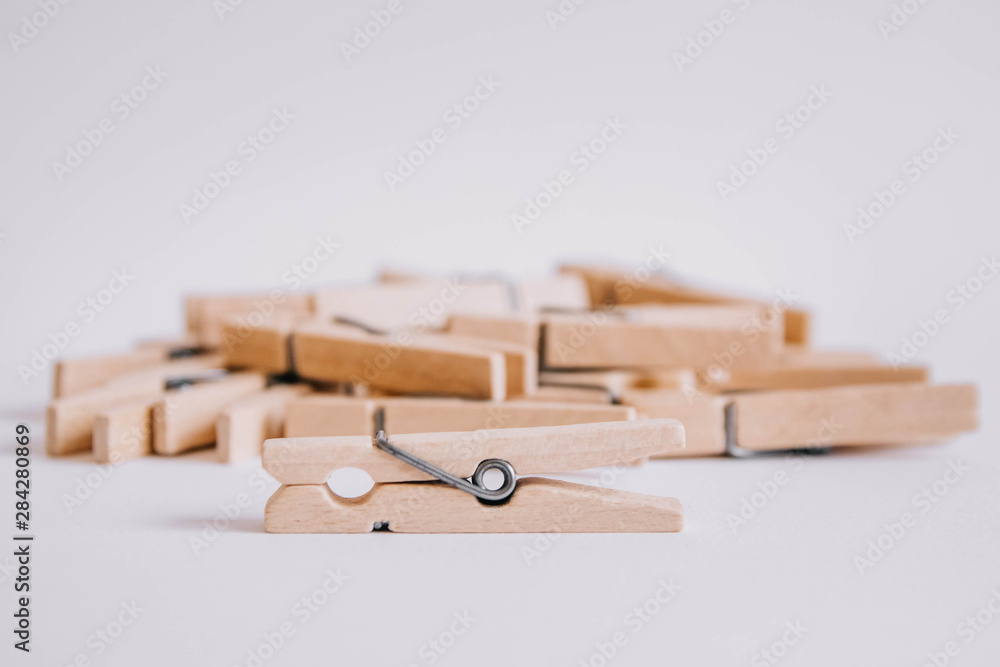 Set of clothespins isolated on white background Set of clothespins isolated on white background