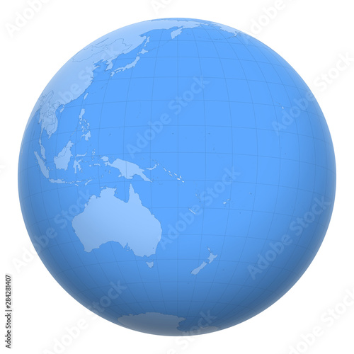 Solomon Islands on the globe. Earth centered at the location of the Solomon Islands. Map of Solomon Islands. Includes layer with capital cities.