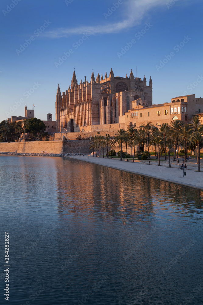 Palma de Mallorca Spain cathedral. Reflection. Baleares