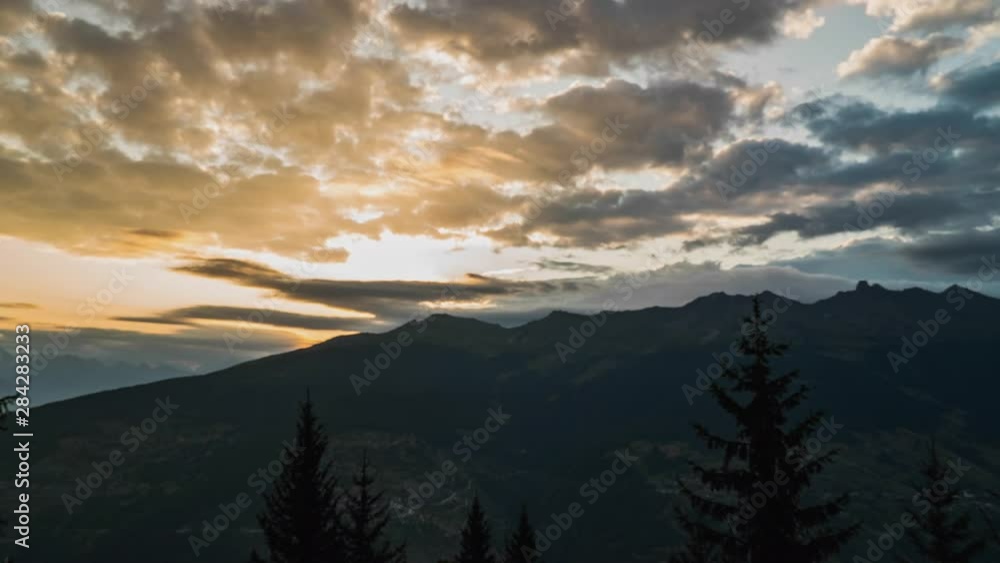 Timelapse sunrise over swiss mountains with impressive clouds 4k Timelapse sunrise over swiss mountains with impressive clouds 4k