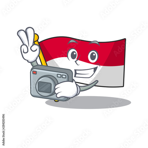 Photographer indonesian flag folded above character table