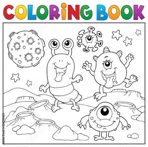 Coloring book monsters in space theme 2