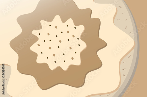 Cookies oatmeal cream vanilla caramel topping vector illustration