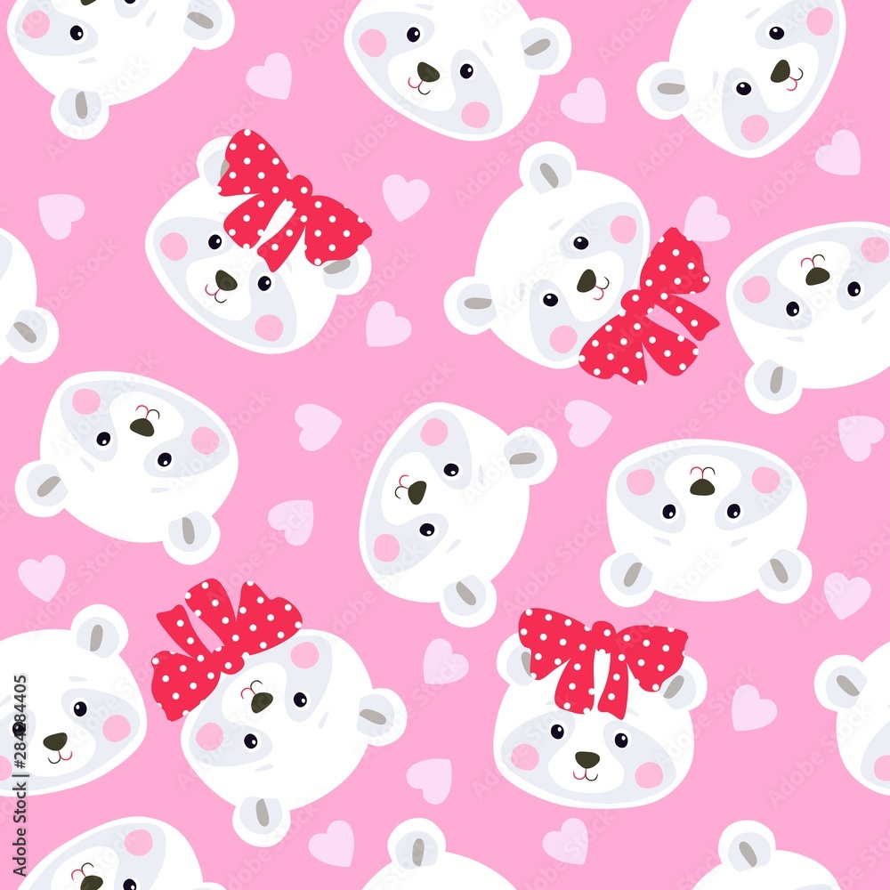 Seamless pattern with cute polar bears. Print for fabric and textile.