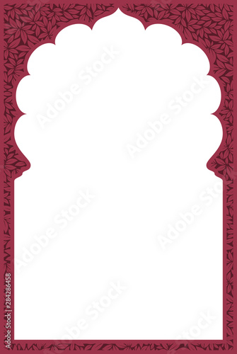 Indian frame with leaves texture on white background - Vector