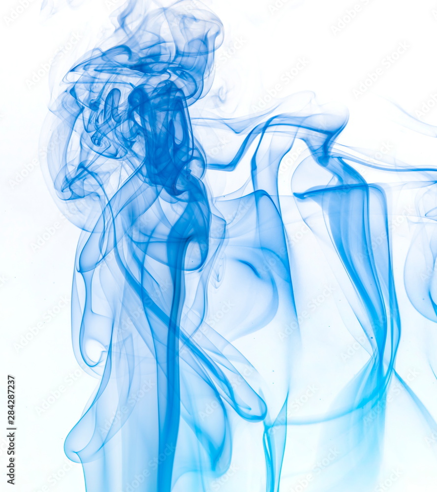 Blue smoke on white background