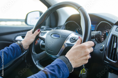 woman driving a car