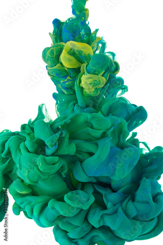 Ink in water. Splash acrilyc paint mixing. Multicolored liquid dye. Abstract  sculpture background color photo