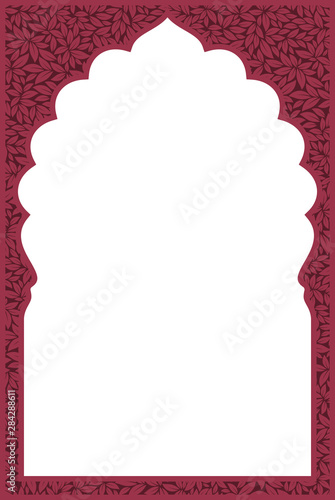 Indian frame with leaves texture on white background - Vector