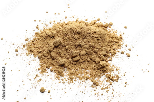 Ginger powder isolated on white background