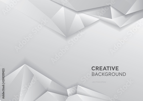 Gradient white gray background with abstract polygon at borders