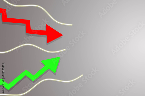 Up and Down business graph green and red illustration