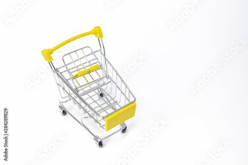 Small metal cart in a white background
