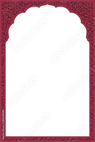 Indian frame with leaves texture on white background - Vector