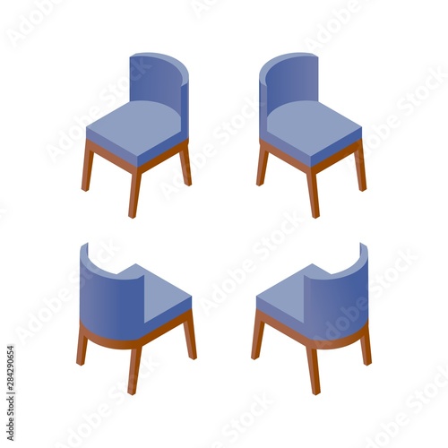 Vector isometric Designer Chair. Furniture design elements. Vector illustration