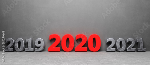 happy near year 2020 symbol - 3D Illustration #284290663