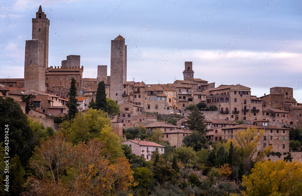 View of the towers of the old city, Tuscany, Italy.