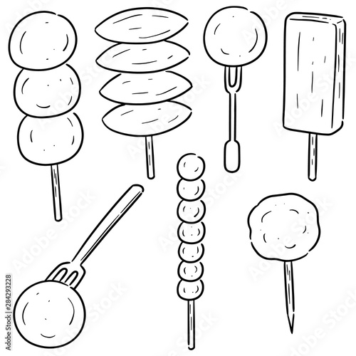vector set of meatball, fish ball, pork ball and shrimp ball