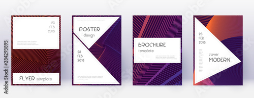 Slika na platnu Stylish brochure design template set. Violet abstr