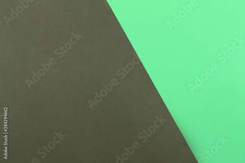 Paper green, black empty background, geometrically located. Color blank for presentations, copy space.