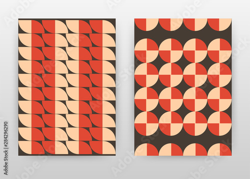 Geometric round red bisque seamless texture design for annual report, brochure, flyer, poster. Geometric seamless background vector illustration for poster. Business abstract A4 brochure template.