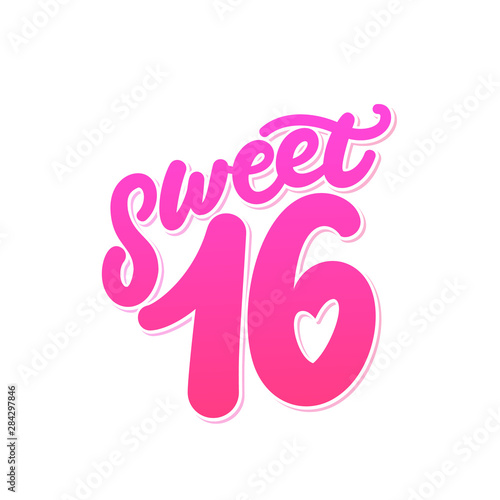 Sweet 16. Vector lettering invitation.